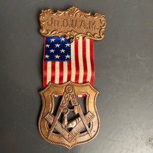 JR OUAM flag with pin medal